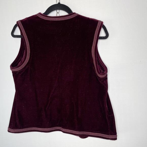 Dark Academia 2 Piece Blazer Vest Set Womens Size S Burgundy Velvet Vintage USA - Picture 11 of 16